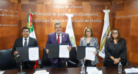 SUSCRIBEN PODER JUDICIAL DEL ESTADO DE PUEBLA Y TRIBUNAL FEDERAL DE JUSTICIA ADMINISTRATIVA CONVENIO DE COLABORACI&Oacute;N ACAD&Eacute;MICA