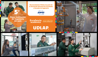 La Escuela de Ingenier&iacute;a de la UDLAP refrenda su excelencia por quinto a&ntilde;o consecutivo con m&aacute;ximo reconocimiento otorgado por ANFEI