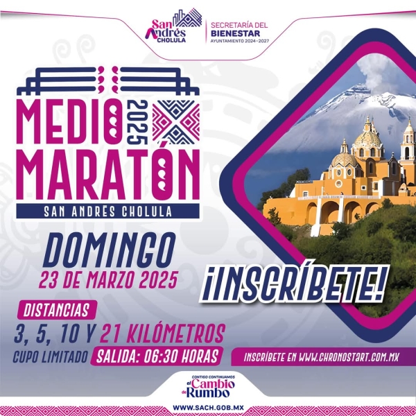 Medio Maratón Equinoccio y Espectáculo de Lucha Libre en San Andrés Cholula.